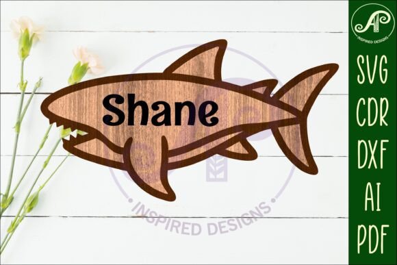 Download Shark Outline Two Layer Name Sign - Sign Collection