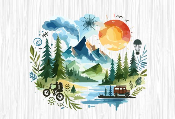 Download Hand-Painted Hiking Landscape Design - Sign Collection