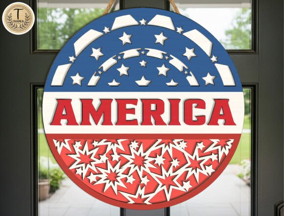 Download Patriotic Round Sign Laser Cut SVG - Sign Collection