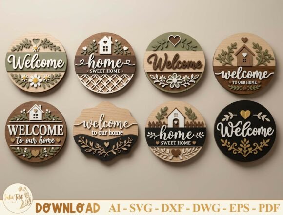 Download Welcome Sign Laser Cut File SVG Bundle - Sign Collection