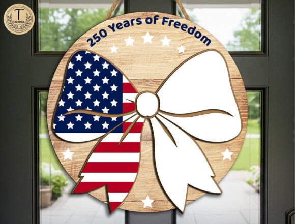 Download Patriotic Bow Door Sign Laser Cut SVG - Sign Collection