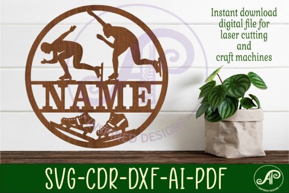 Download Speed Skater Female Name Sign, SVG - Sign Collection