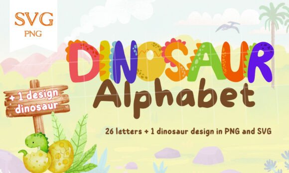 Download Dinosaur Alphabet Letters Design SVG PNG - Letters Collection