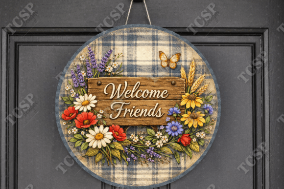 Download Floral Welcome Friends Door Sign - Sign Collection