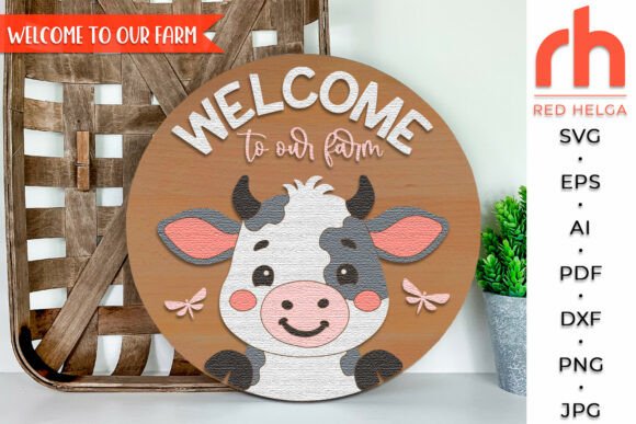 Download Cute Cow Door Sign SVG, Farm Hanger DXF - Sign Collection