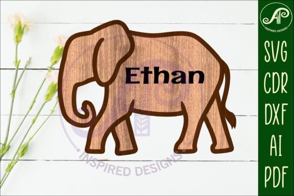 Download Elephant Outline Two Layer Name Sign - Sign Collection