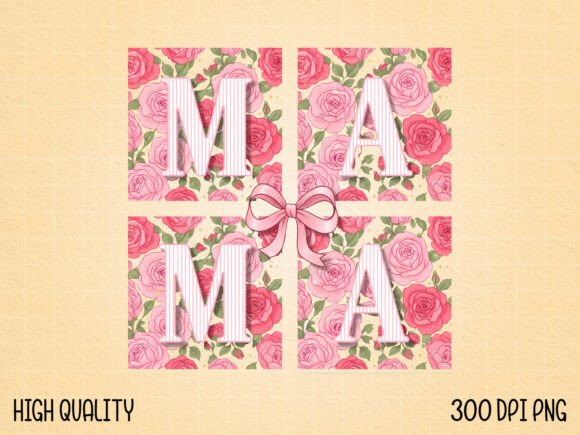 Download Pink Rose Pattern Letters with Bow PNG - Letters Collection