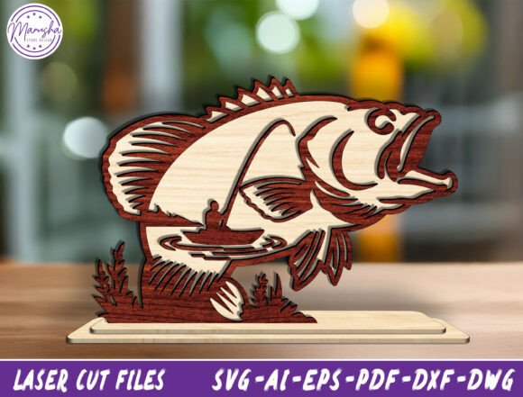 Download Bass Fish Layered Sign Laser Cut File - Sign Collection