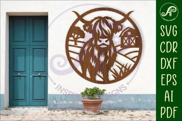 Download Highland Cow Farm Scene Wall Sign, SVG - Sign Collection