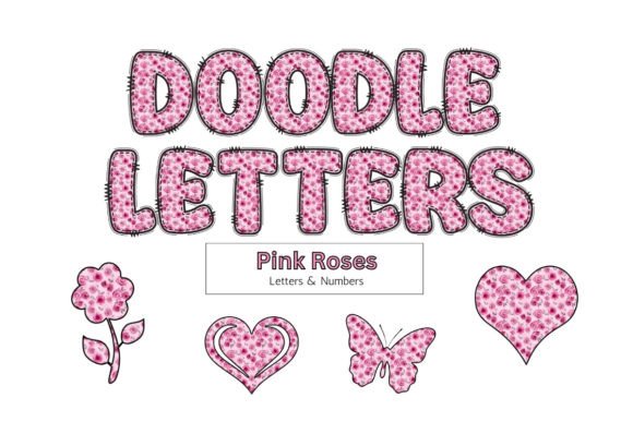 Download Pink Rose Doodle Letters, Clip Art PNG F - Letters Collection