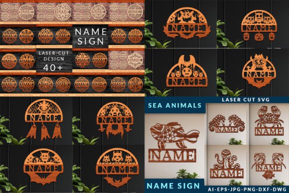 Download Laser Cut Name Sign Wall Art SVG Bundle - Sign Collection