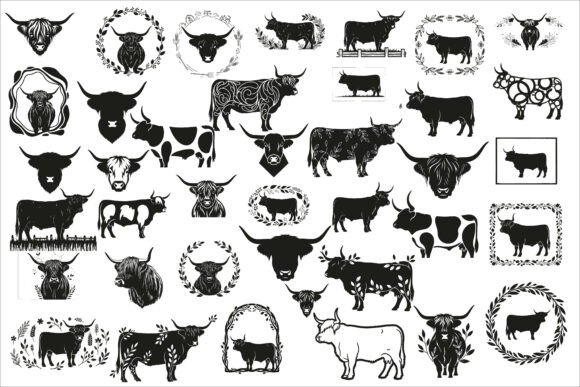 Download Rustic Highland Cow Wall Art Design - Sign Collection