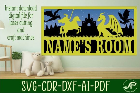 Download Dragon Scene Name Sign SVG 3 Layer Laser - Sign Collection
