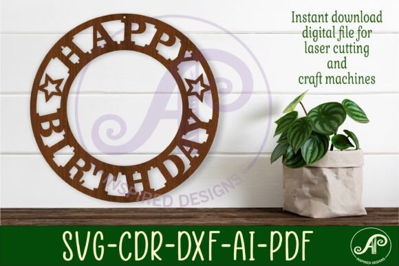 Download Happy Birthday Ring Wall Sign, SVG File. - Sign Collection