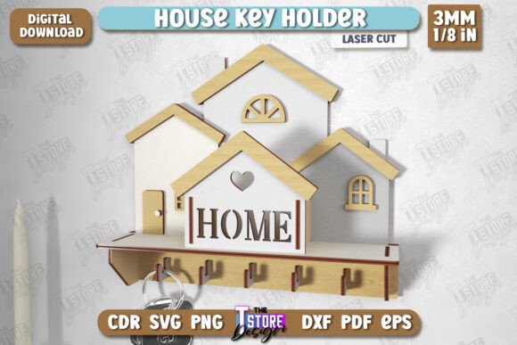 Download Wall House Key Holder Laser Cut | CNC - Premium Bundle