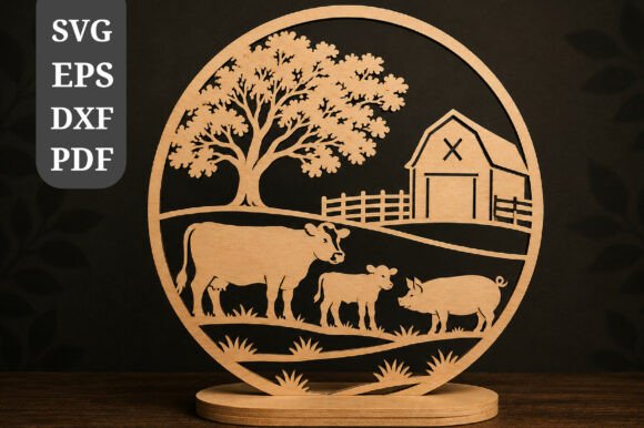 Download Farm Animals Round Sign SVG - Sign Collection