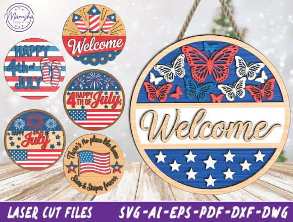 Download 4th of July Round Sign SVG Bundle - Sign Collection