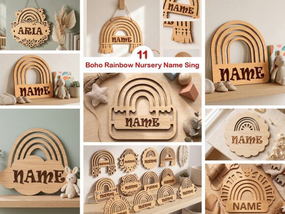Download Laser Cut Boho Rainbow Blank Name Sign - Sign Collection