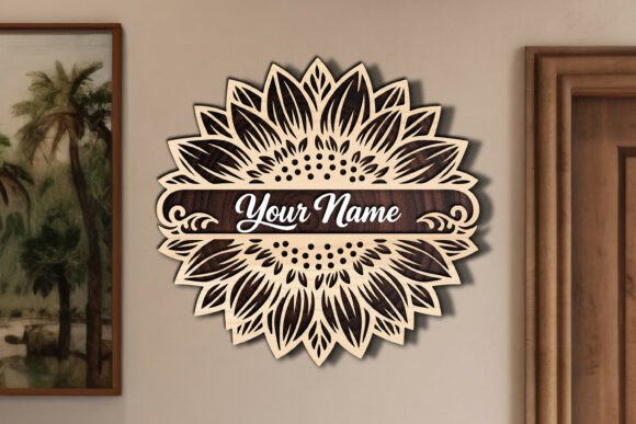 Download Laser Cut Sunflower Name Sign SVG - Sign Collection
