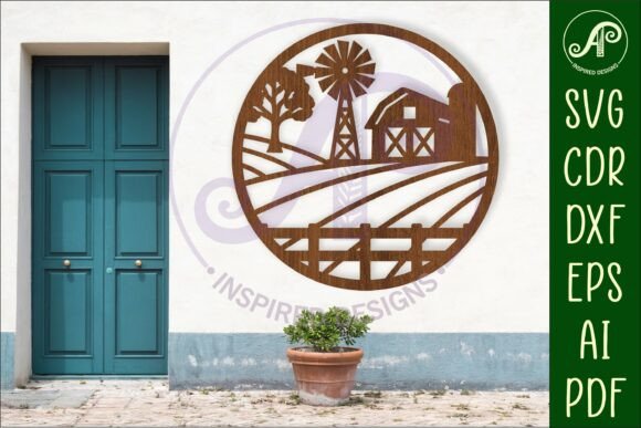 Download Farm Fields Scene Wall Sign, SVG File. - Sign Collection