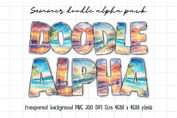 Download Summer Watercolor Beach Sunset Letters - Letters Collection