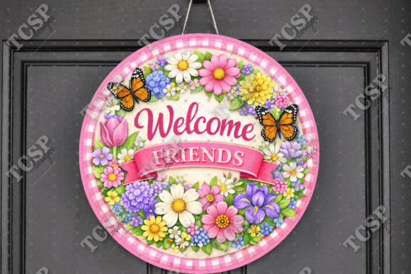 Download Spring Welcome Friends Door Sign - Sign Collection