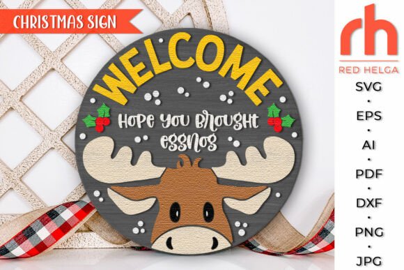 Download Moose Face Door Sign, Christmas Hanger - Sign Collection