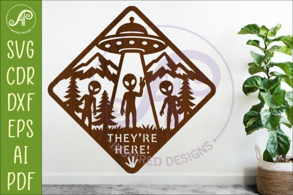 Download Funny Alien UFO They're Here Wall Sign - Sign Collection