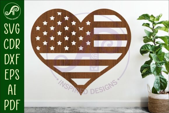 Download USA Flag Heart Wall Sign, SVG File. - Sign Collection