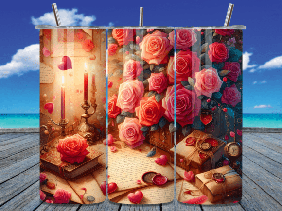 Download Vintage Rose Candle Letters Tumbler Wrap - Letters Collection