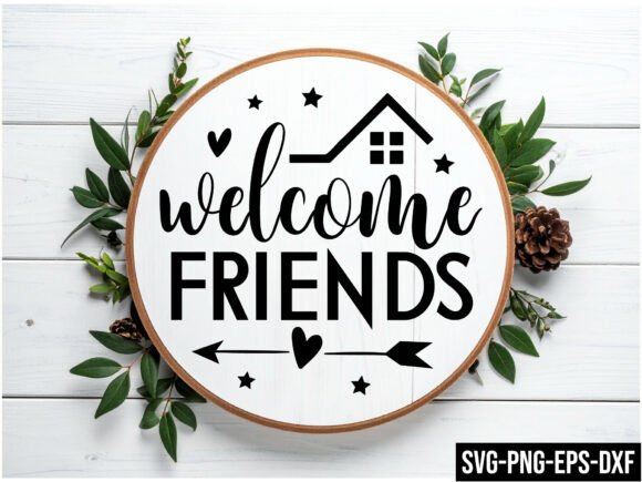 Download Welcome Friends Round Sign Svg Design - Sign Collection