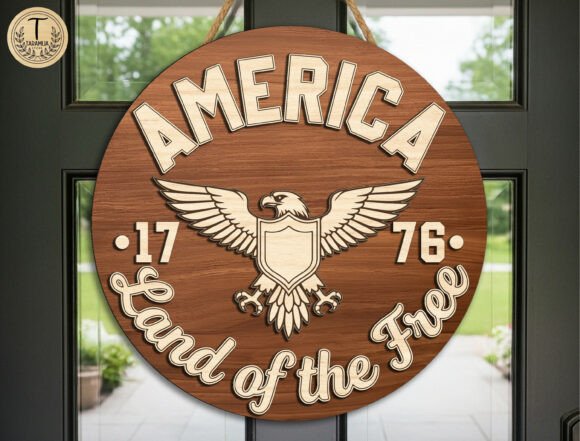 Download Patriotic Eagle Door Sign Laser Cut SVG - Sign Collection