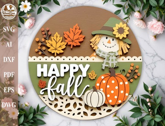 Download Happy Fall Door Sign Laser Cut File SVG - Sign Collection