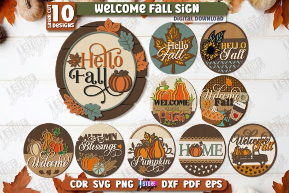 Download Welcome Fall Signs Laser Cut Bundle - Sign Collection