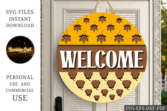 Download Welcome Fall Round Sign SVG - Sign Collection