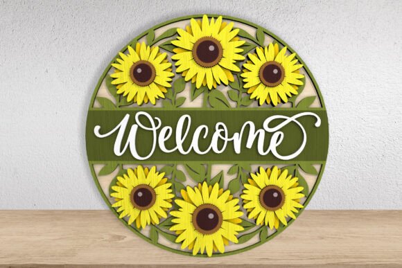 Download Sunflower Welcome Sign Laser Cut File - Sign Collection
