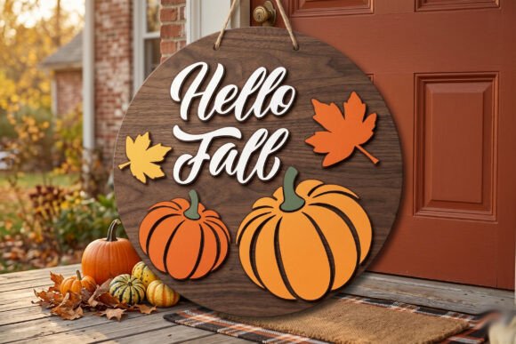 Download Hello Fall Pumpkin Door Sign SVG - Sign Collection