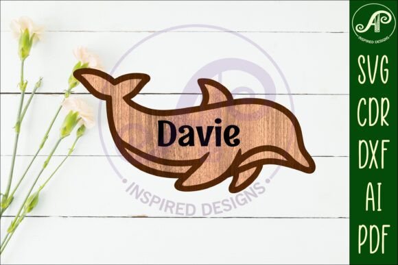 Download Dolphin Outline Two Layer Name Sign - Sign Collection