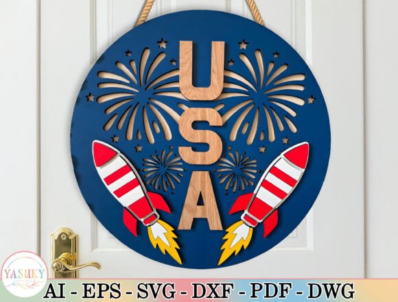 Download Patriotic Round Sign Laser Cut File SVG - Sign Collection