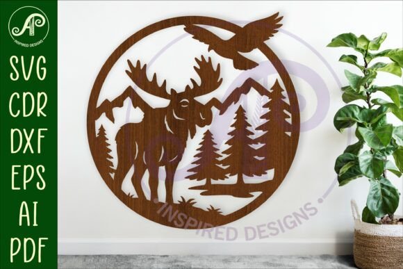 Download Moose Mountain Scene Wall Sign Svg Laser - Sign Collection