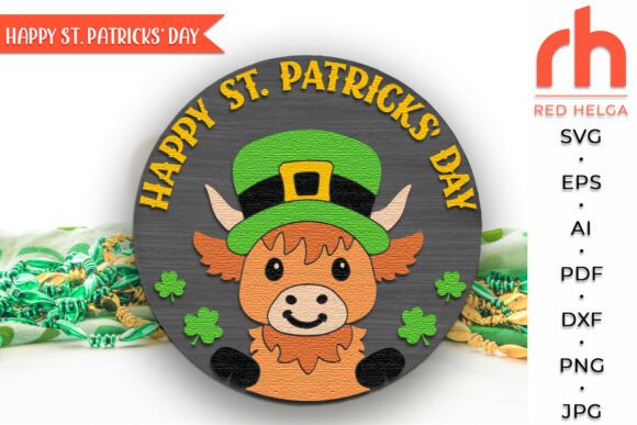 Download Highland Cow St Patricks Day Door Sign - Sign Collection