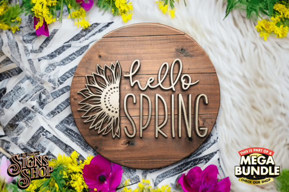 Download Hello SPRING Half Sunflower | SVG Sign - Sign Collection
