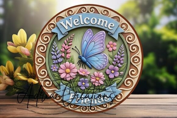 Download Welcome Friends Door Sign, Butterfly Png - Sign Collection