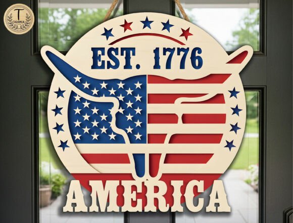 Download Western Patriotic Door Sign Lasercut SVG - Sign Collection