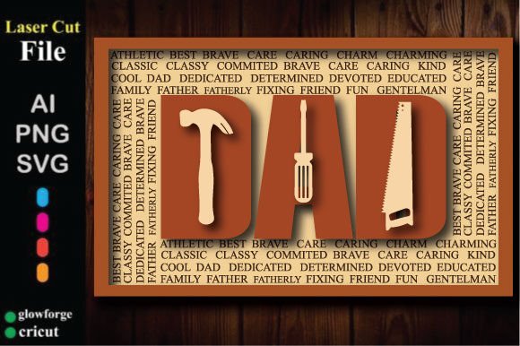 Download Wooden Tools Dad Sign Laser Cut 3D File - Sign Collection