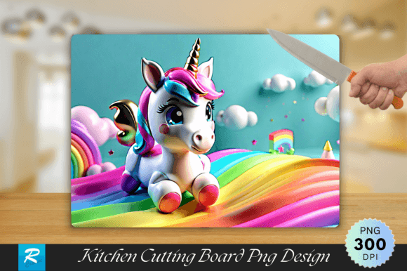 Download 3D Cute Unicorn Cutting Board PNG Design - Sign Collection