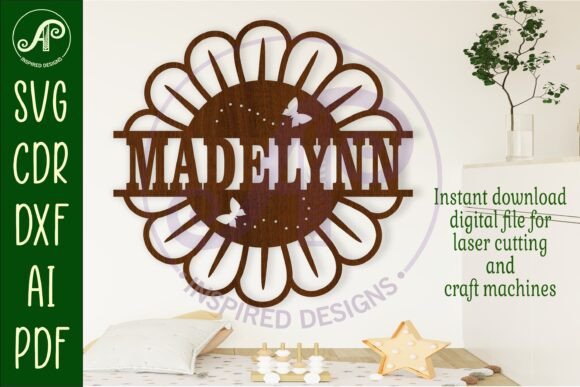 Download Big Flower Name Sign Svg Laser Cut File - Sign Collection