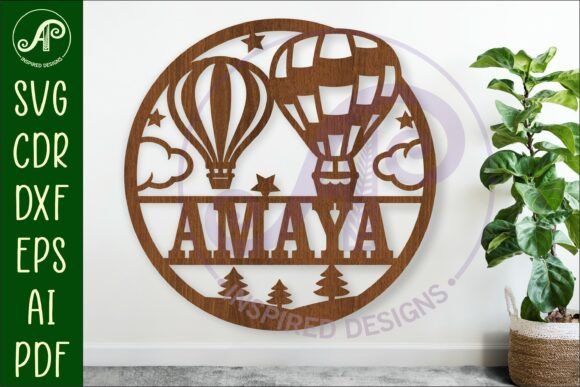 Download Hot Air Balloon Name Sign Design Laser - Sign Collection