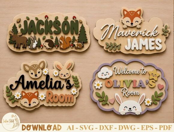 Download Personalized Nursery Sign SVG Bundle - Sign Collection