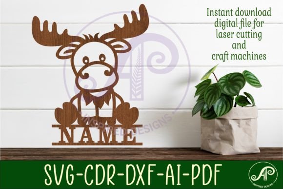 Download Moose Name Sign SVG Laser Cut Template - Sign Collection
